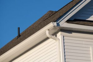 rain gutters on exterior of home